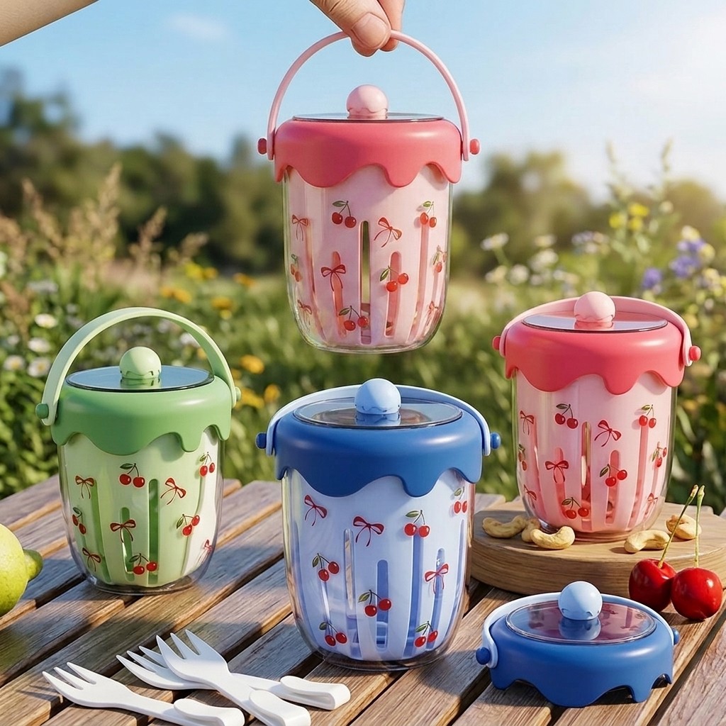 Meal Prep Yogurt Cups - حاويات بلاستيكية للشوفان المطبوخ مع أغطية،