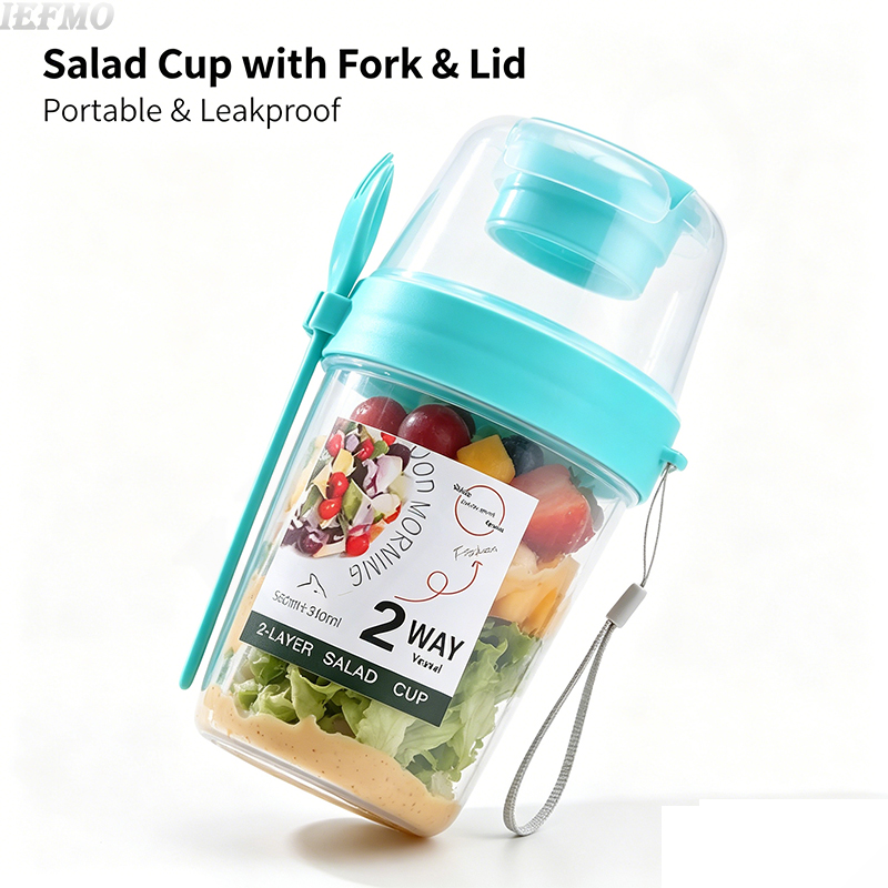 طقم وعاء سلطة محمول مع شوكة مد - مراجعة Meal Prep Yogurt Cups وسعره