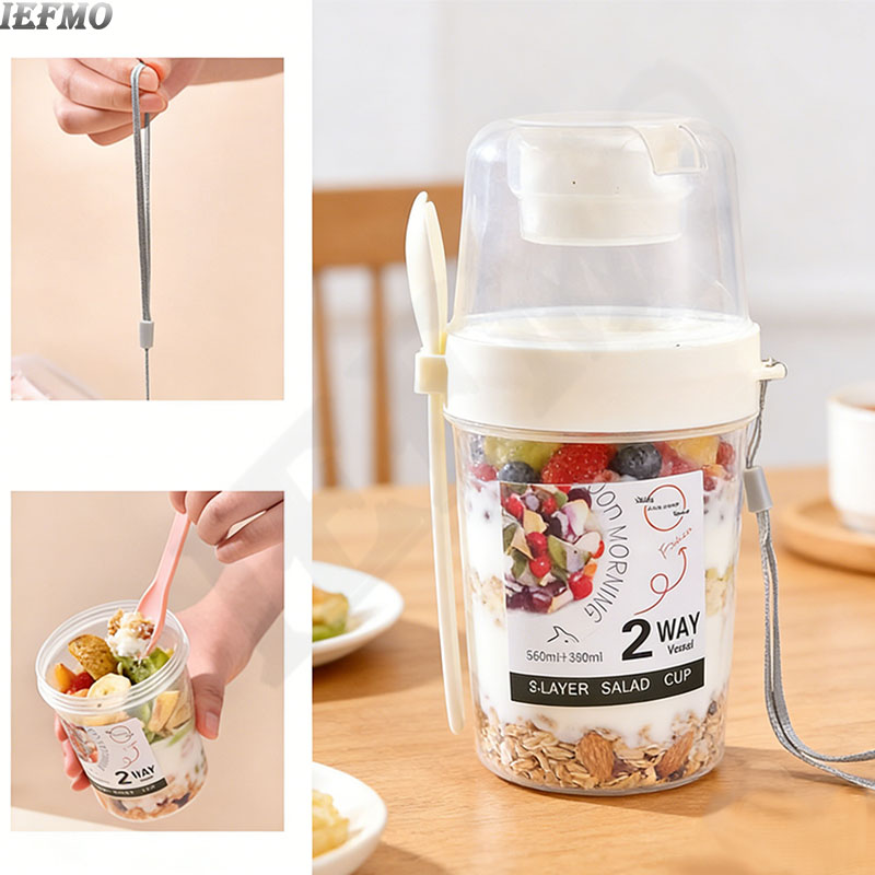 طقم وعاء سلطة محمول مع شوكة مد - مراجعة Meal Prep Yogurt Cups وسعره