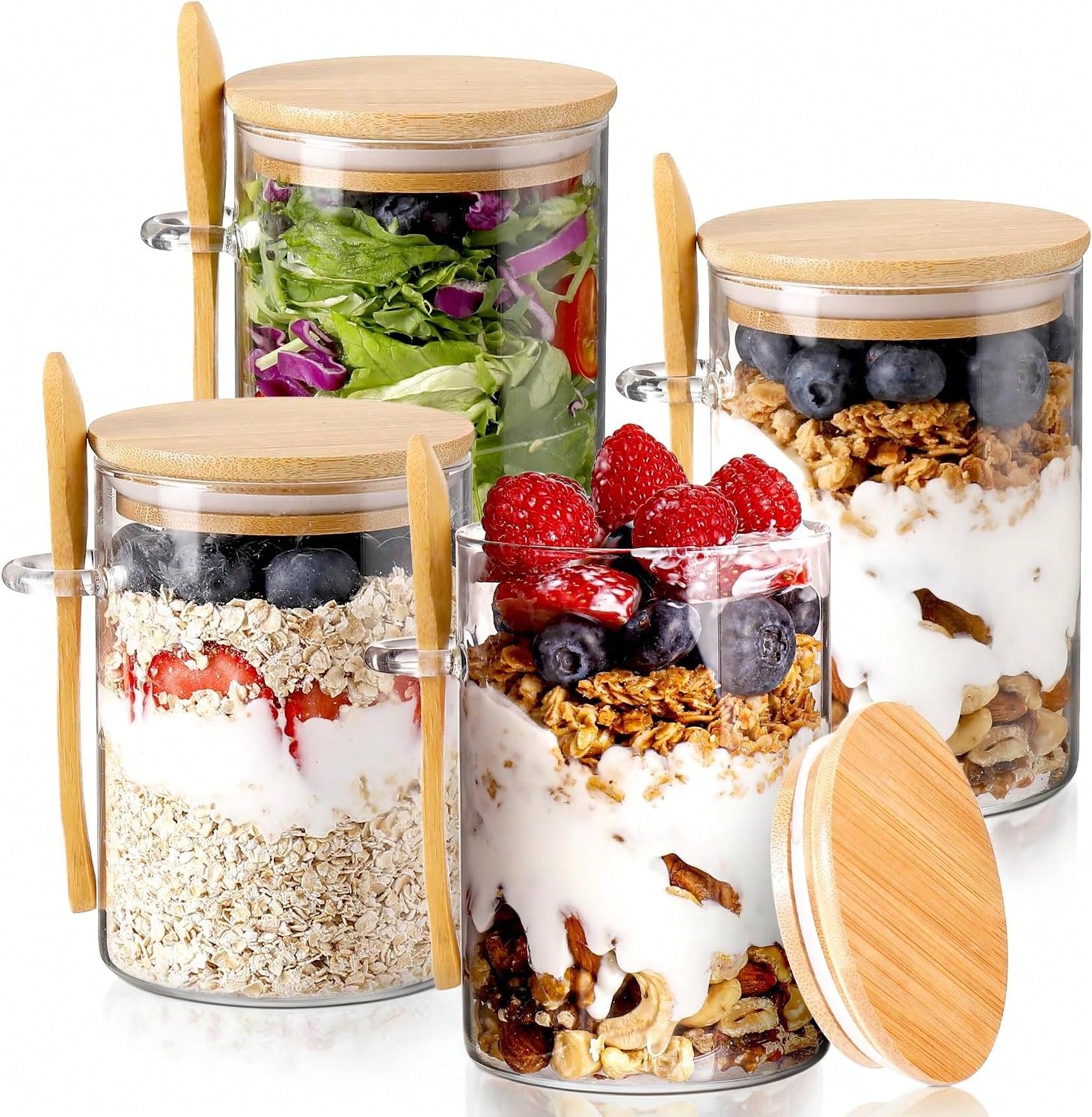 4 عبوات من أوعية الشوفان الليل - مراجعة Meal Prep Yogurt Cups وسعره