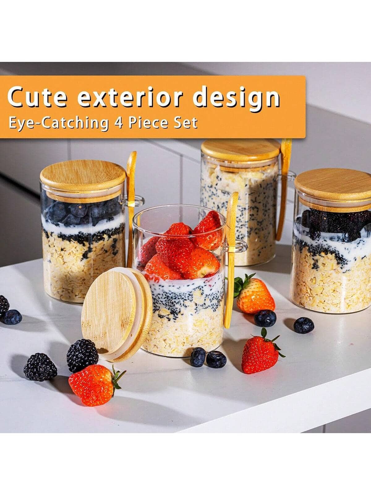 4 عبوات من أوعية الشوفان الليل - مراجعة Meal Prep Yogurt Cups وسعره