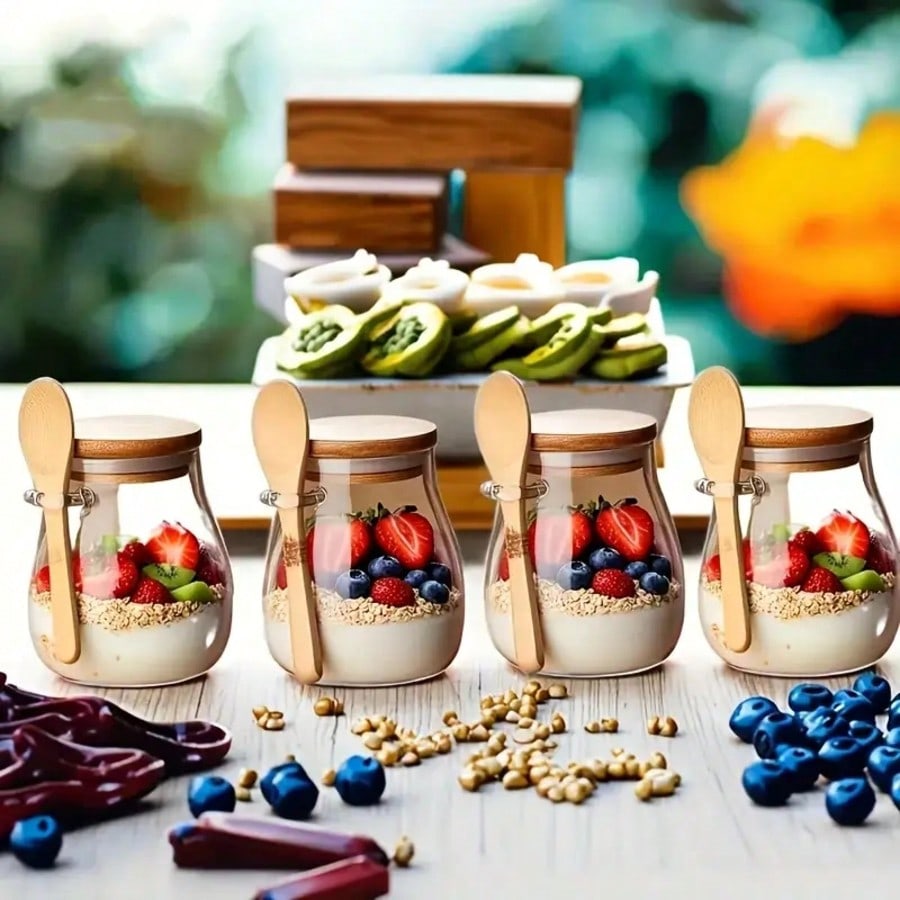 4 عبوات لحفظ الشوفان الليلي، أ - مراجعة Meal Prep Yogurt Cups وسعره