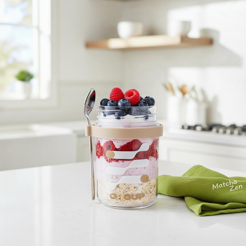 كوب زجاجي للشوفان الليلي سعة 4 - مراجعة Meal Prep Yogurt Cups وسعره