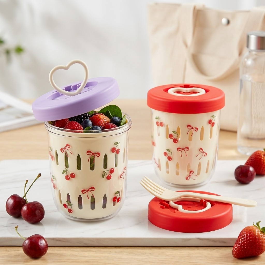 حاوية سلطة بلاستيكية مع غطاء و - مراجعة Meal Prep Yogurt Cups وسعره